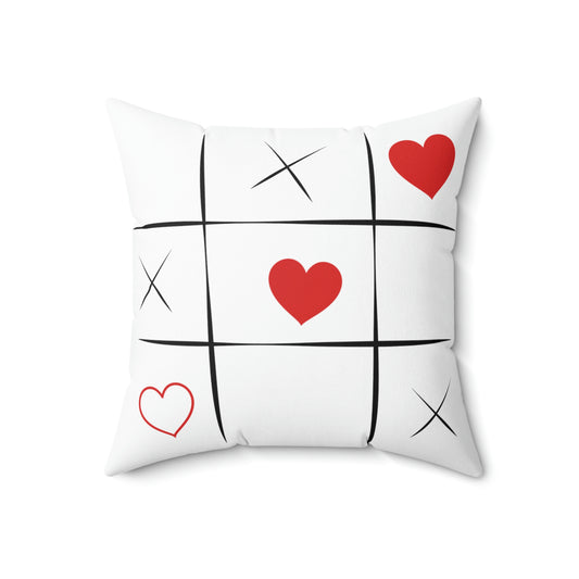 Valentine’s Day Tic Tac Toe Spun Polyester Square Pillow