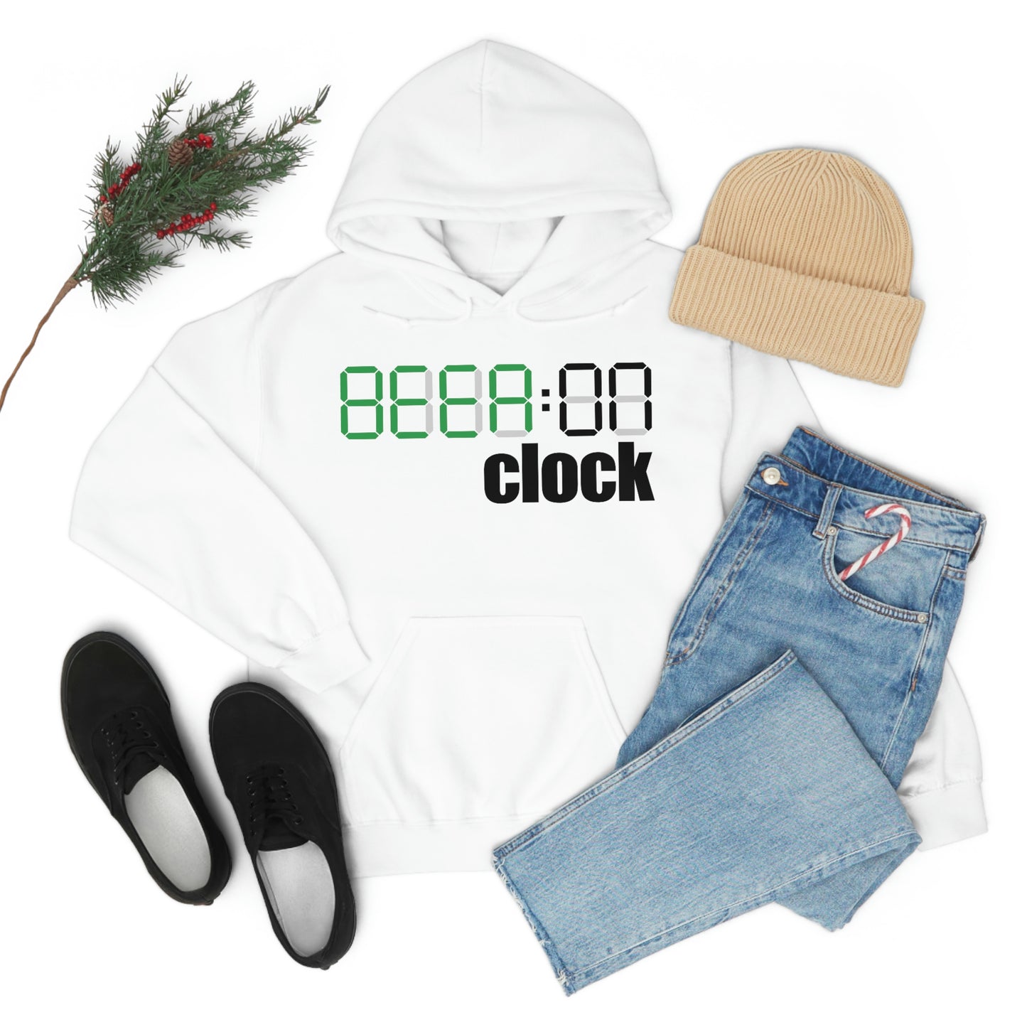 Beer on Clock Unisex Hooded Sweatshirt