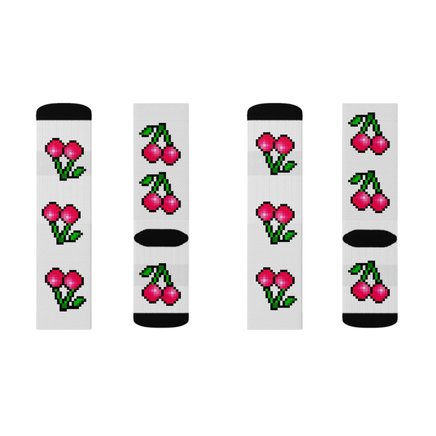 Retro 8 Bit Cherries Style Background Sublimation Socks