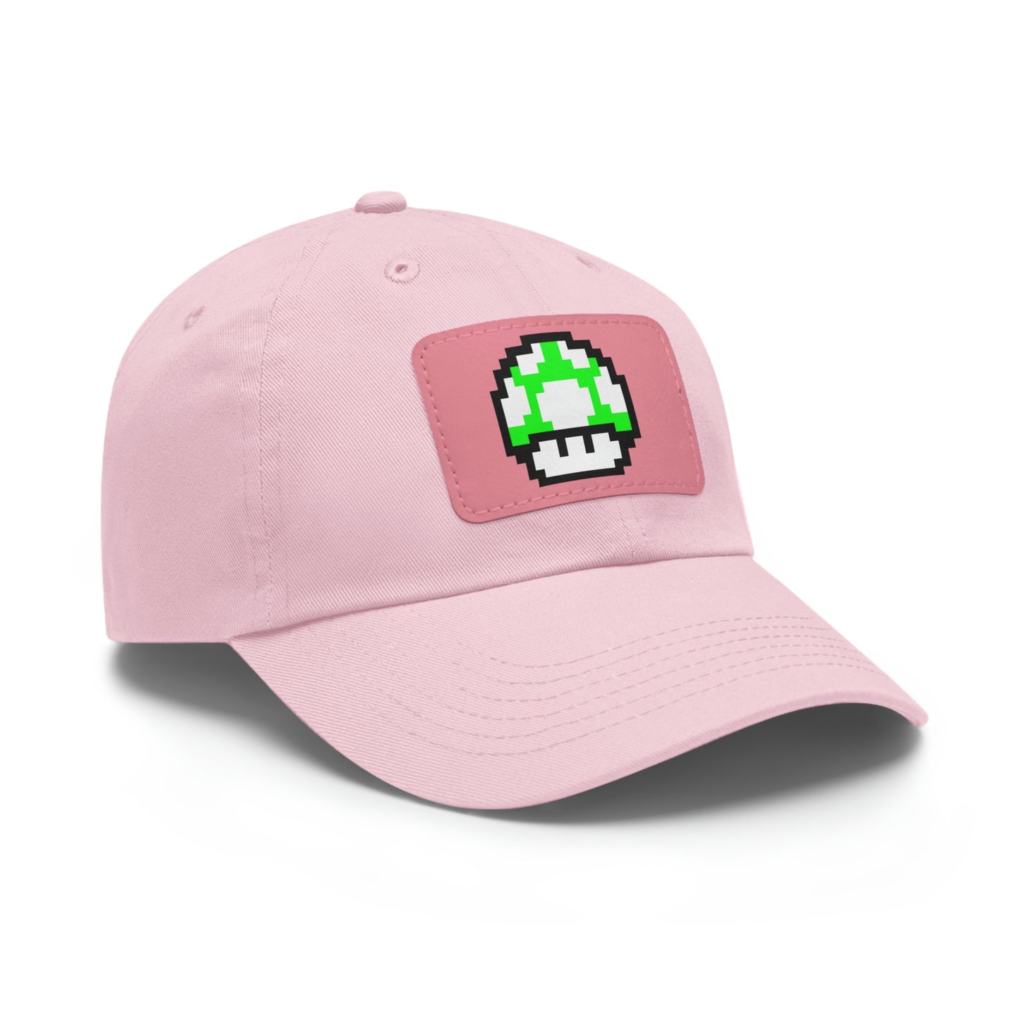 Mushroom 1 UP 8 Bit Style Dad Hat with Leather Patch