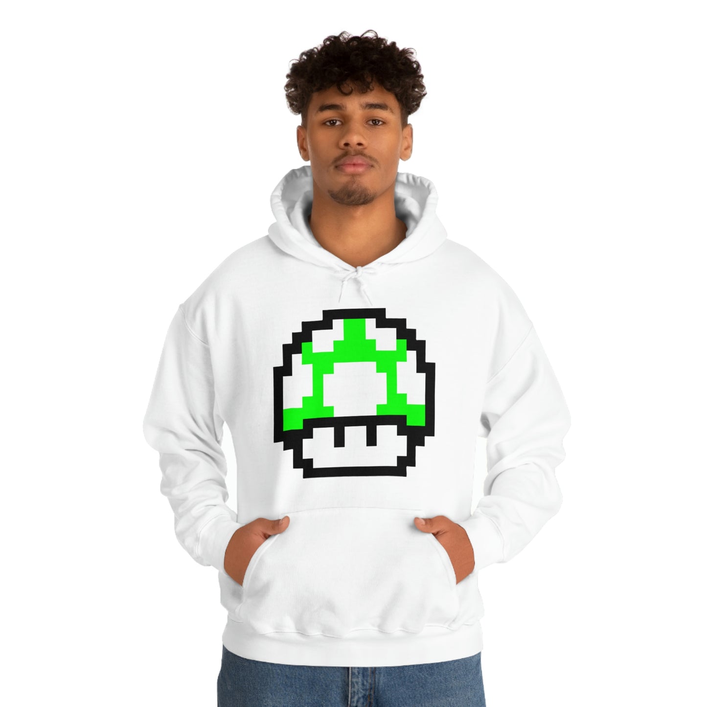 Mushroom 1UP 8 Bit Retro Style Unisex Hooded Sweatshirt