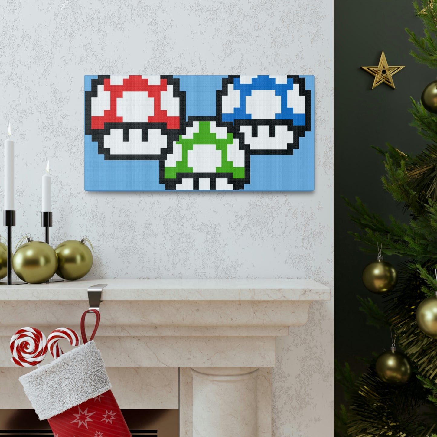 Mushroom 8 Bit Style Canvas Gallery Wraps