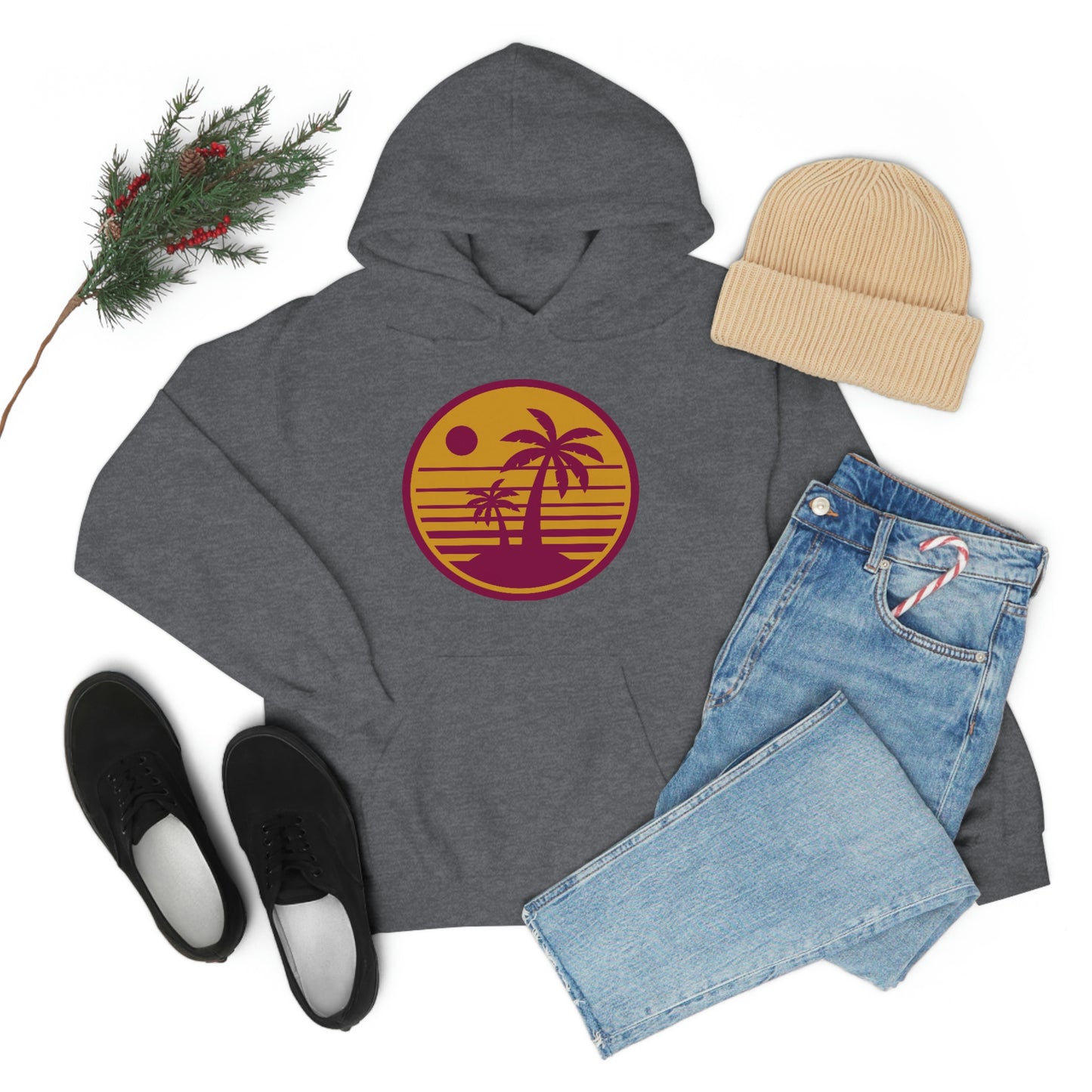 Retro Sunset Beach Unisex Hooded Sweatshirt