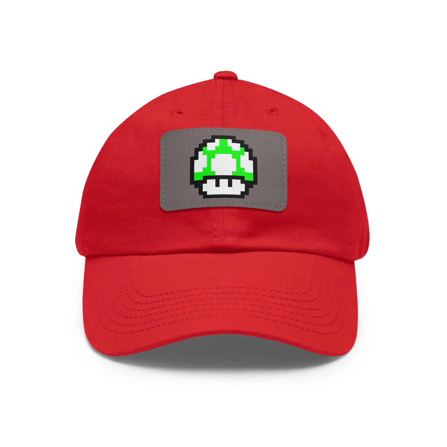 Mushroom 1 UP 8 Bit Style Dad Hat with Leather Patch