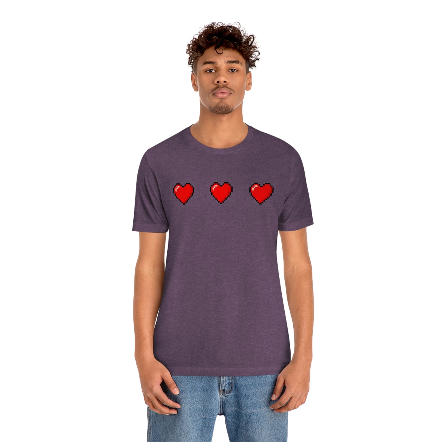 Hearts 8 Bit Style Unisex Jersey Short Sleeve Tee