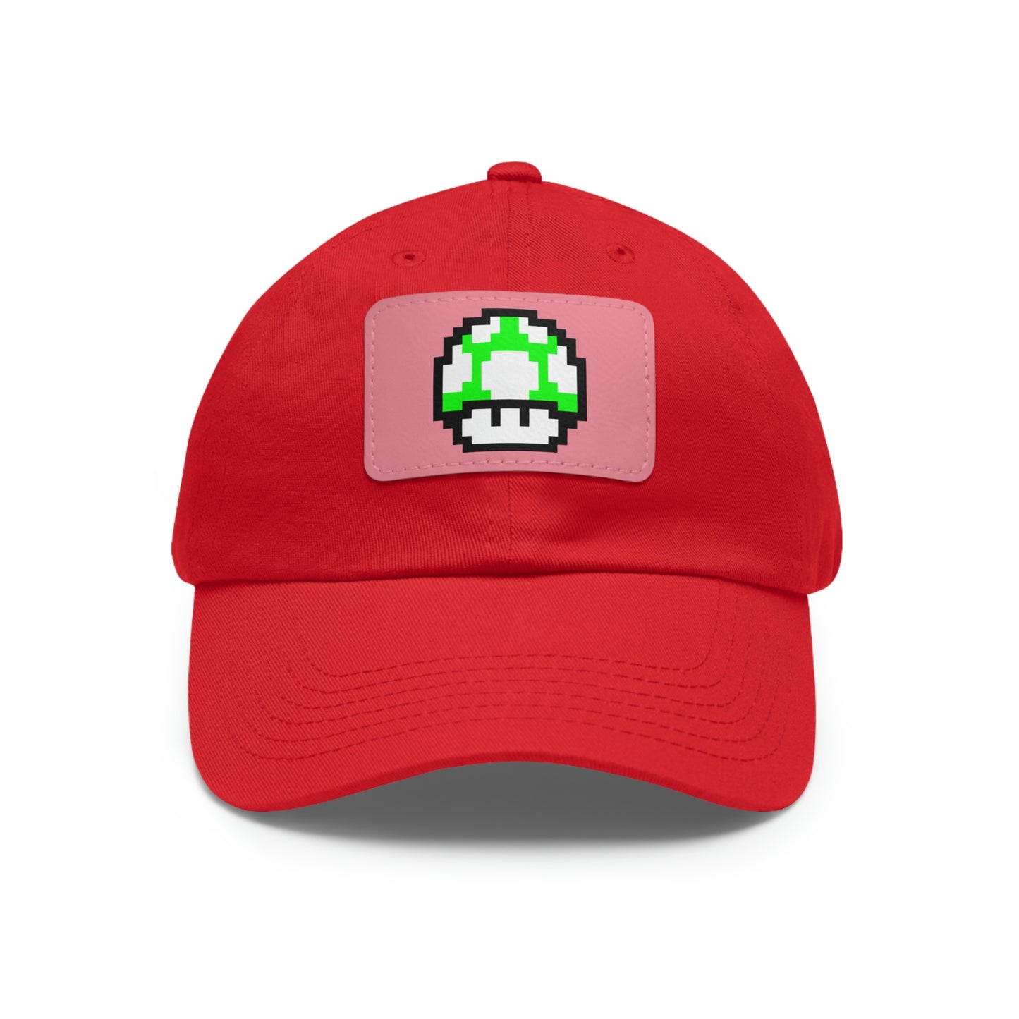 Mushroom 1 UP 8 Bit Style Dad Hat with Leather Patch