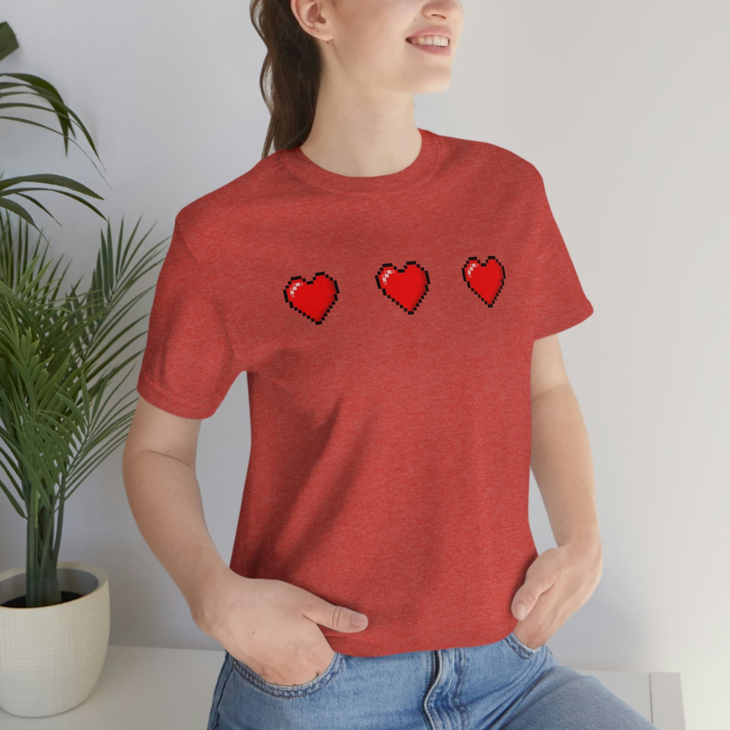 Hearts 8 Bit Style Unisex Jersey Short Sleeve Tee