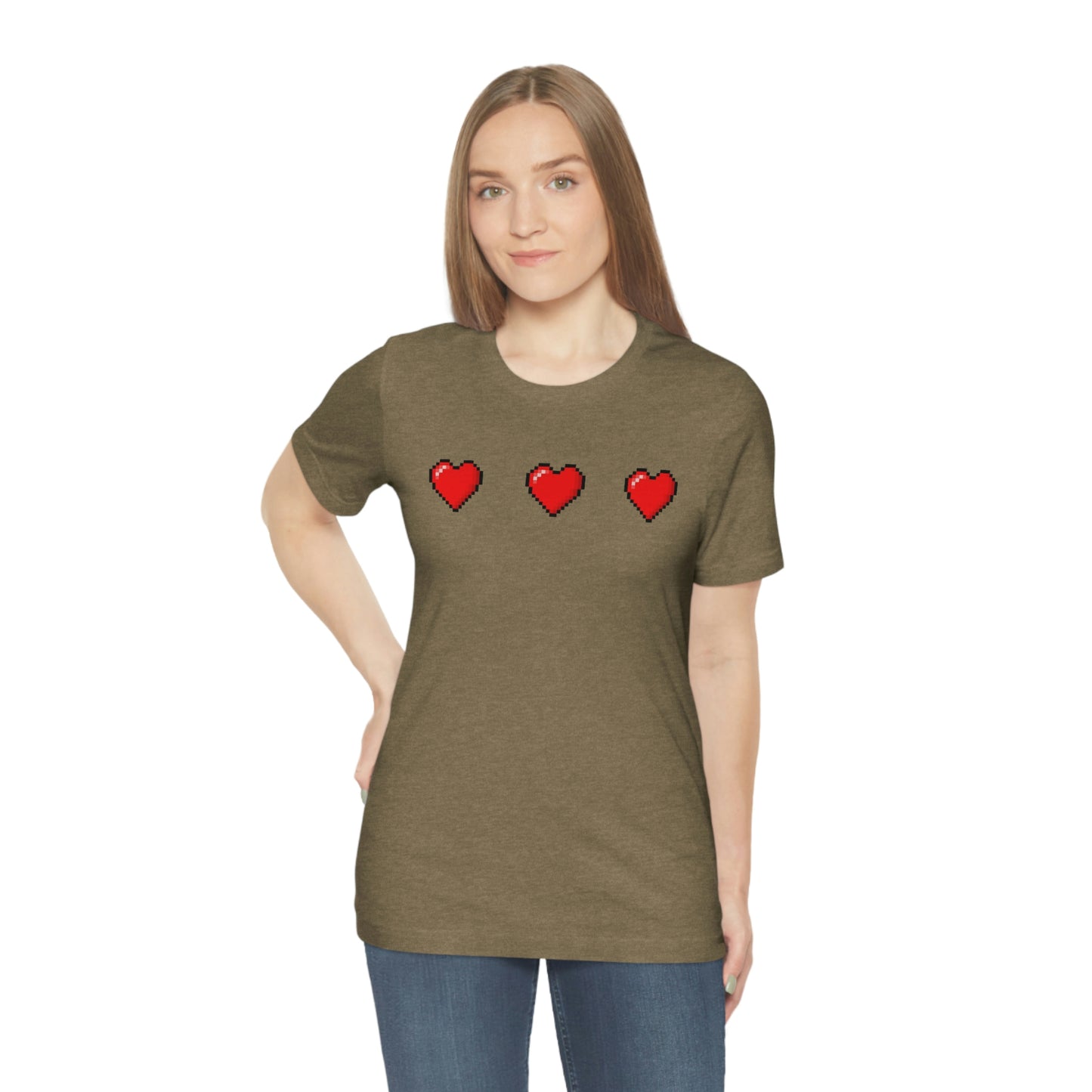 Hearts 8 Bit Style Unisex Jersey Short Sleeve Tee