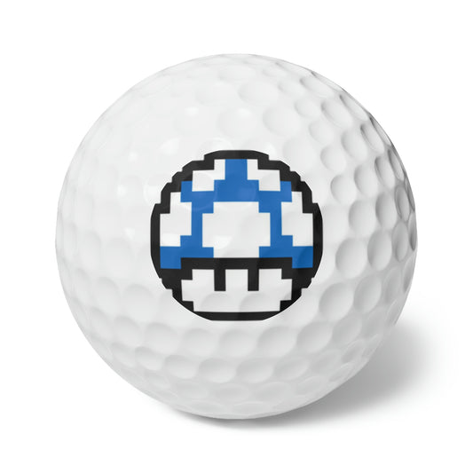 Blue Mushroom 8 Bit Style Golf Balls, 6pcs