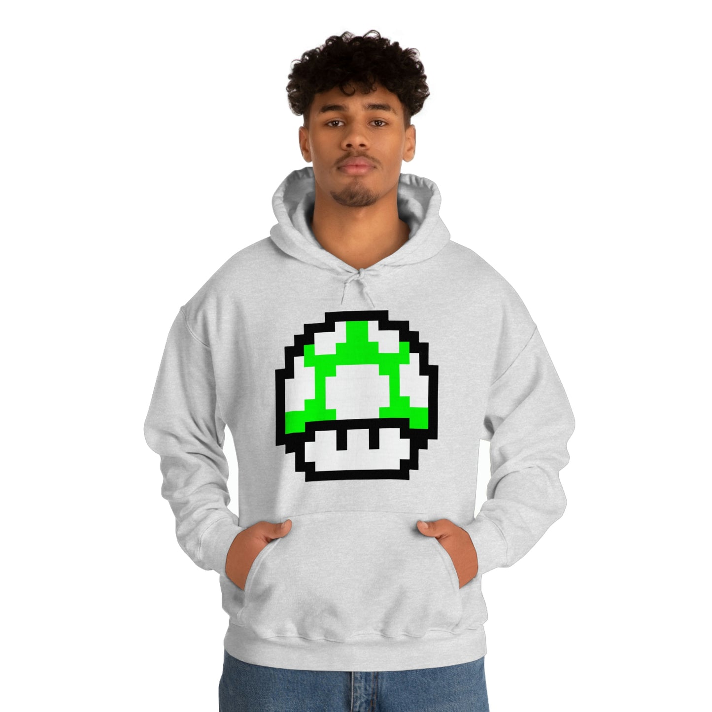 Mushroom 1UP 8 Bit Retro Style Unisex Hooded Sweatshirt