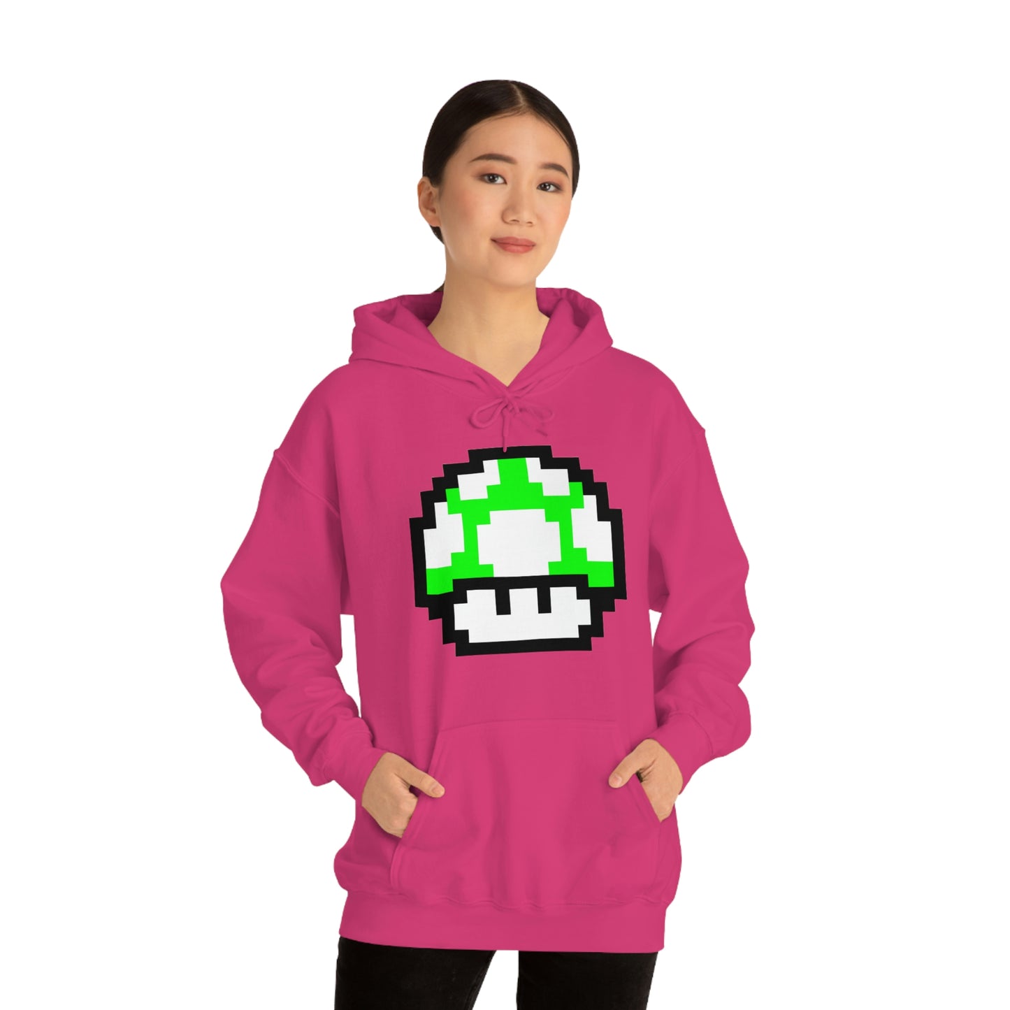Mushroom 1UP 8 Bit Retro Style Unisex Hooded Sweatshirt