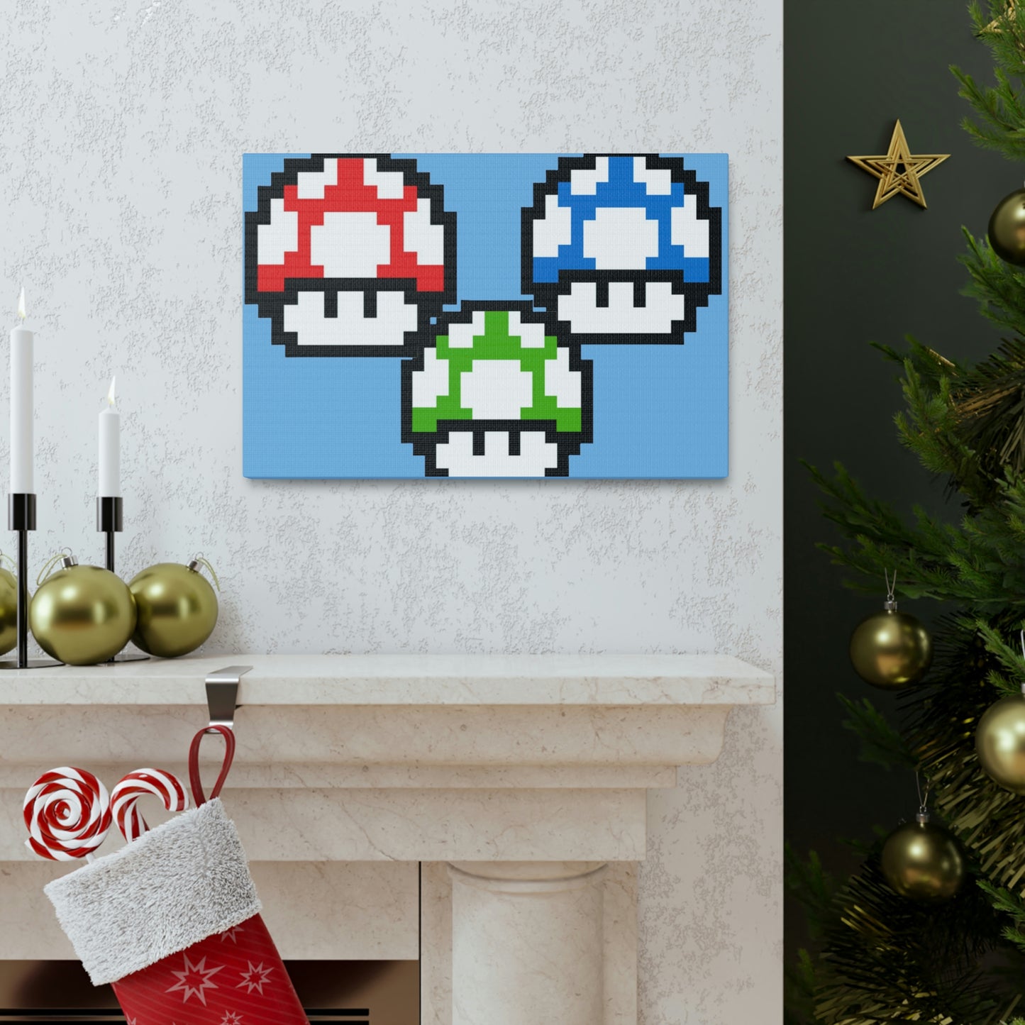 Mushroom 8 Bit Style Canvas Gallery Wraps