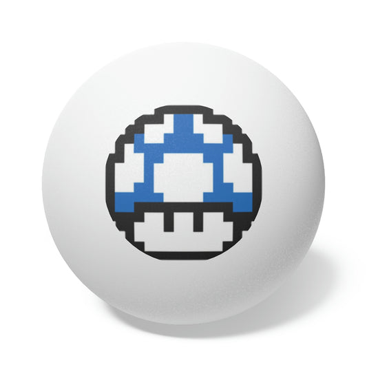 Blue Mushroom 8 Bit Style Ping Pong Balls, 6 pcs
