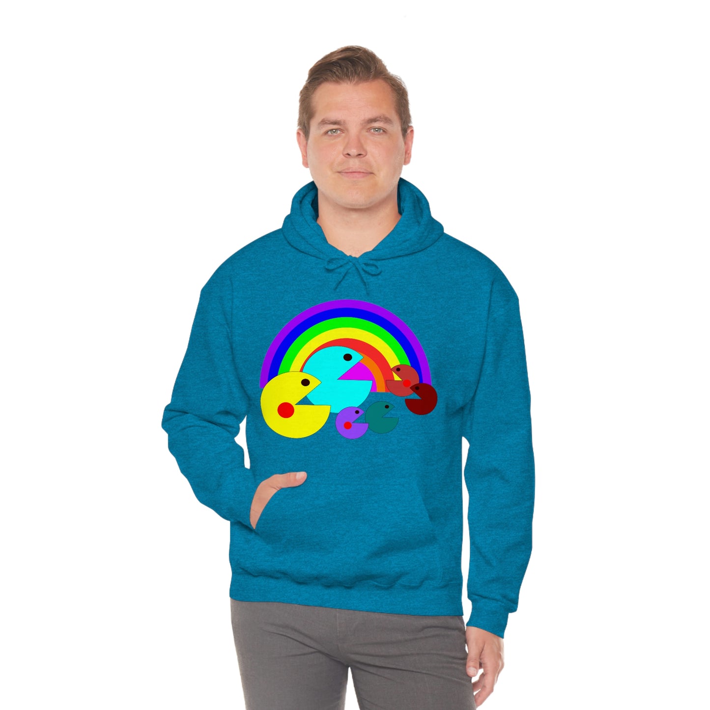 Pac Man Style Ranbow Unisex Hooded Sweatshirt