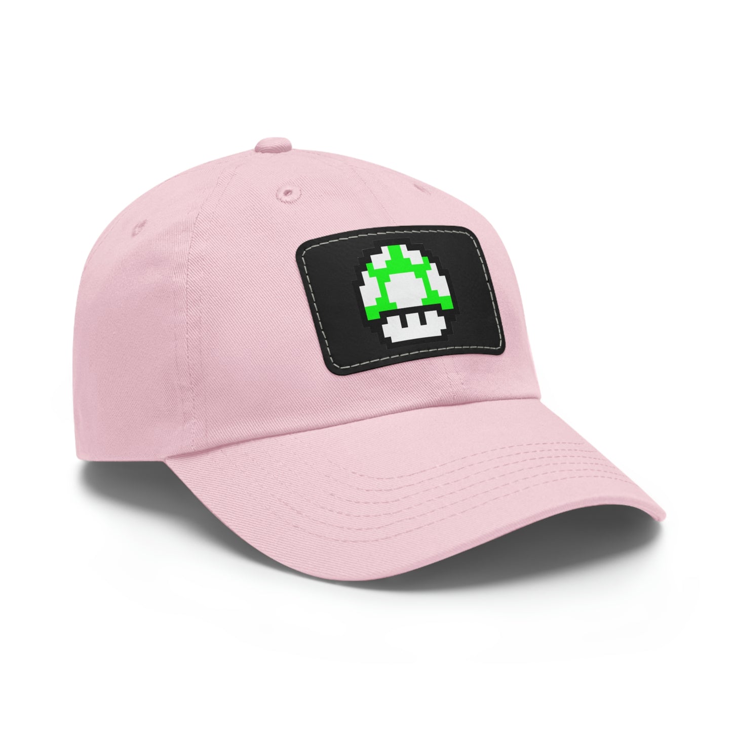 Mushroom 1 UP 8 Bit Style Dad Hat with Leather Patch