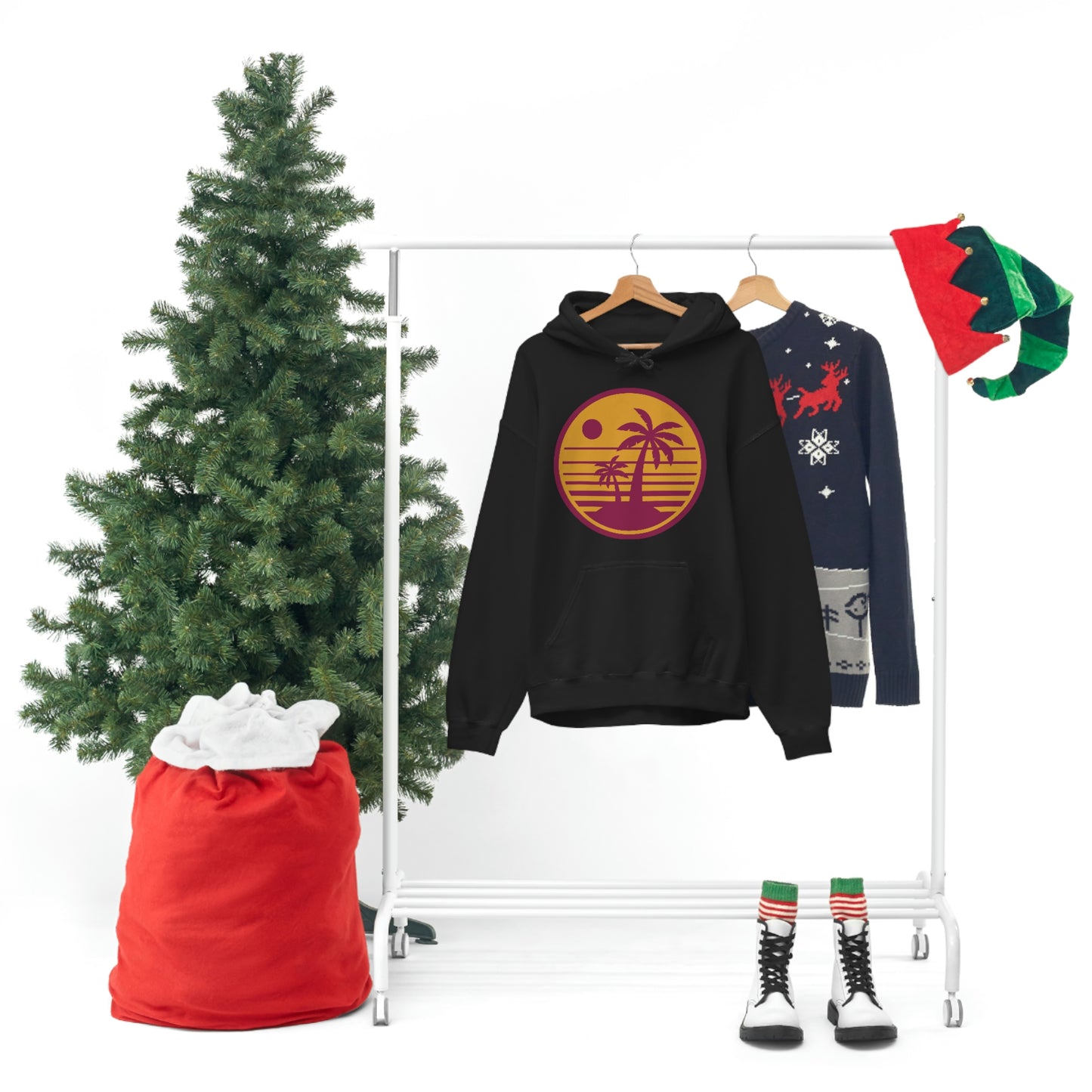 Retro Sunset Beach Unisex Hooded Sweatshirt