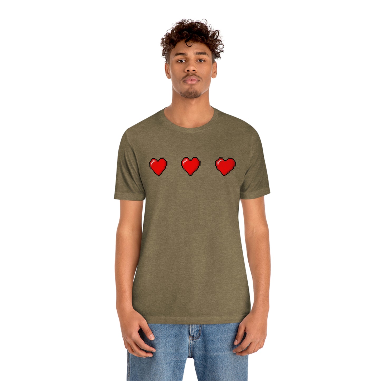 Hearts 8 Bit Style Unisex Jersey Short Sleeve Tee