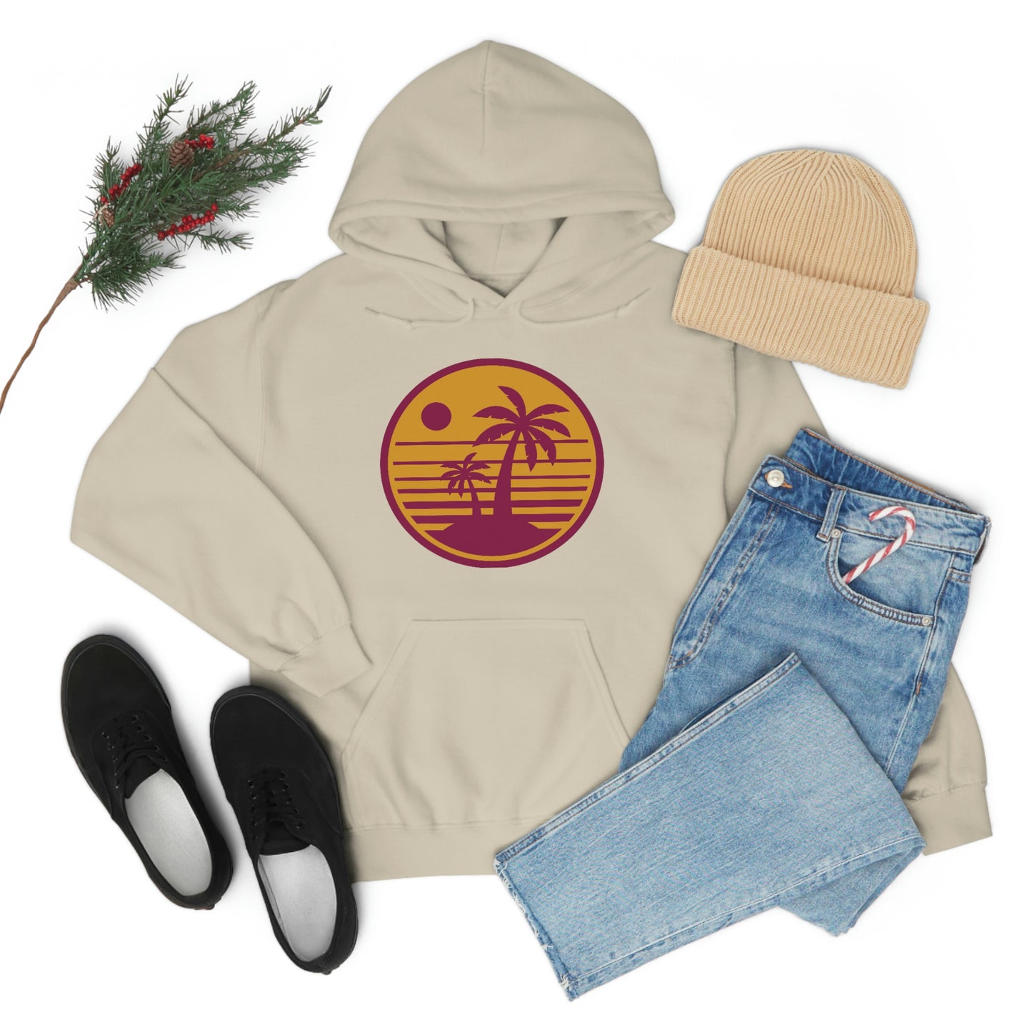Retro Sunset Beach Unisex Hooded Sweatshirt