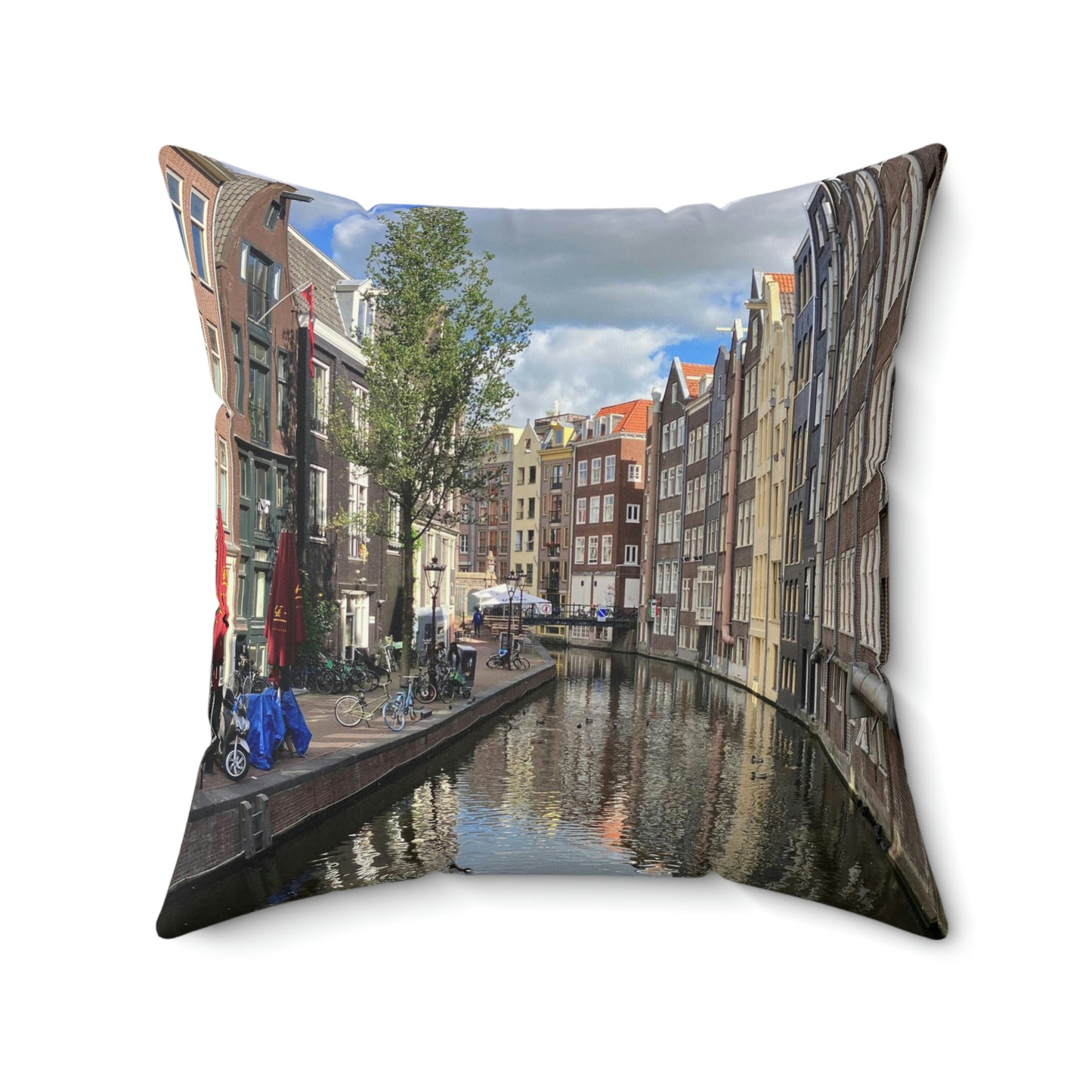 Amsterdam Canals Spun Polyester Square Pillow