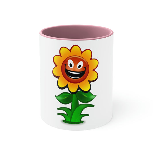 Video Game Style Flower Character Accent Coffee Mug, 11oz