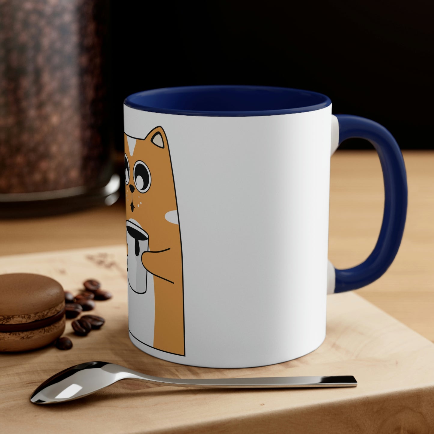 Cat With Coffee Accent Coffee Mug, 11oz