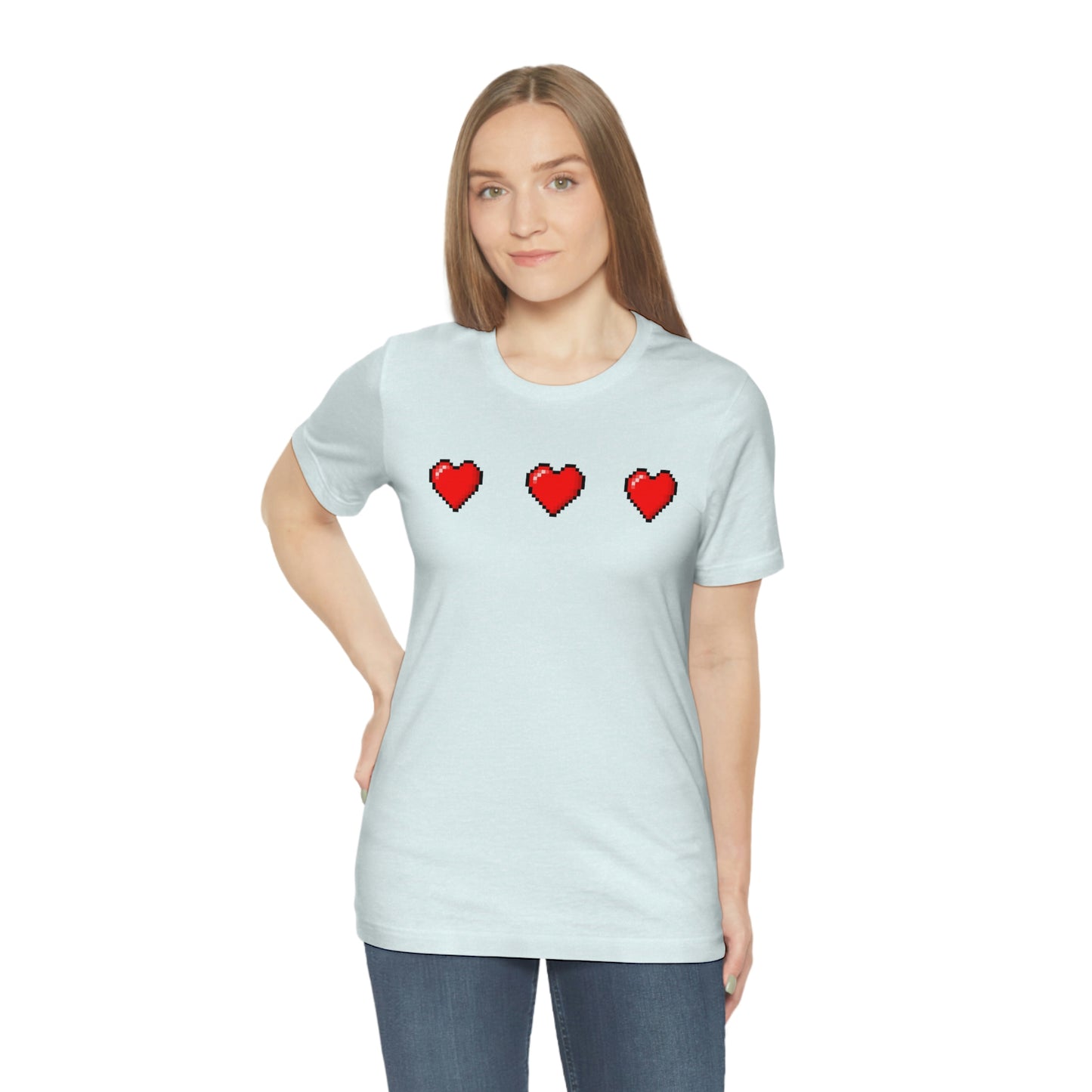 Hearts 8 Bit Style Unisex Jersey Short Sleeve Tee