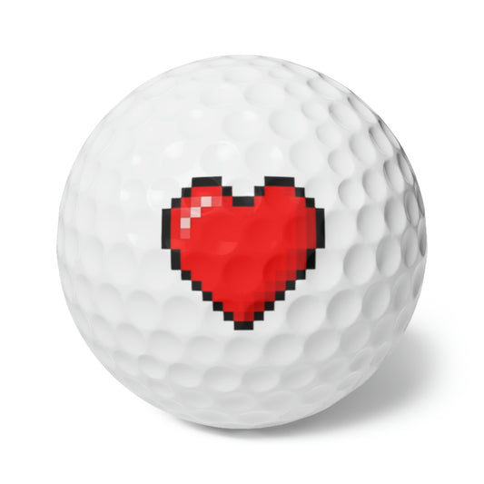 Hearts 8 Bit Style Golf Balls, 6pcs