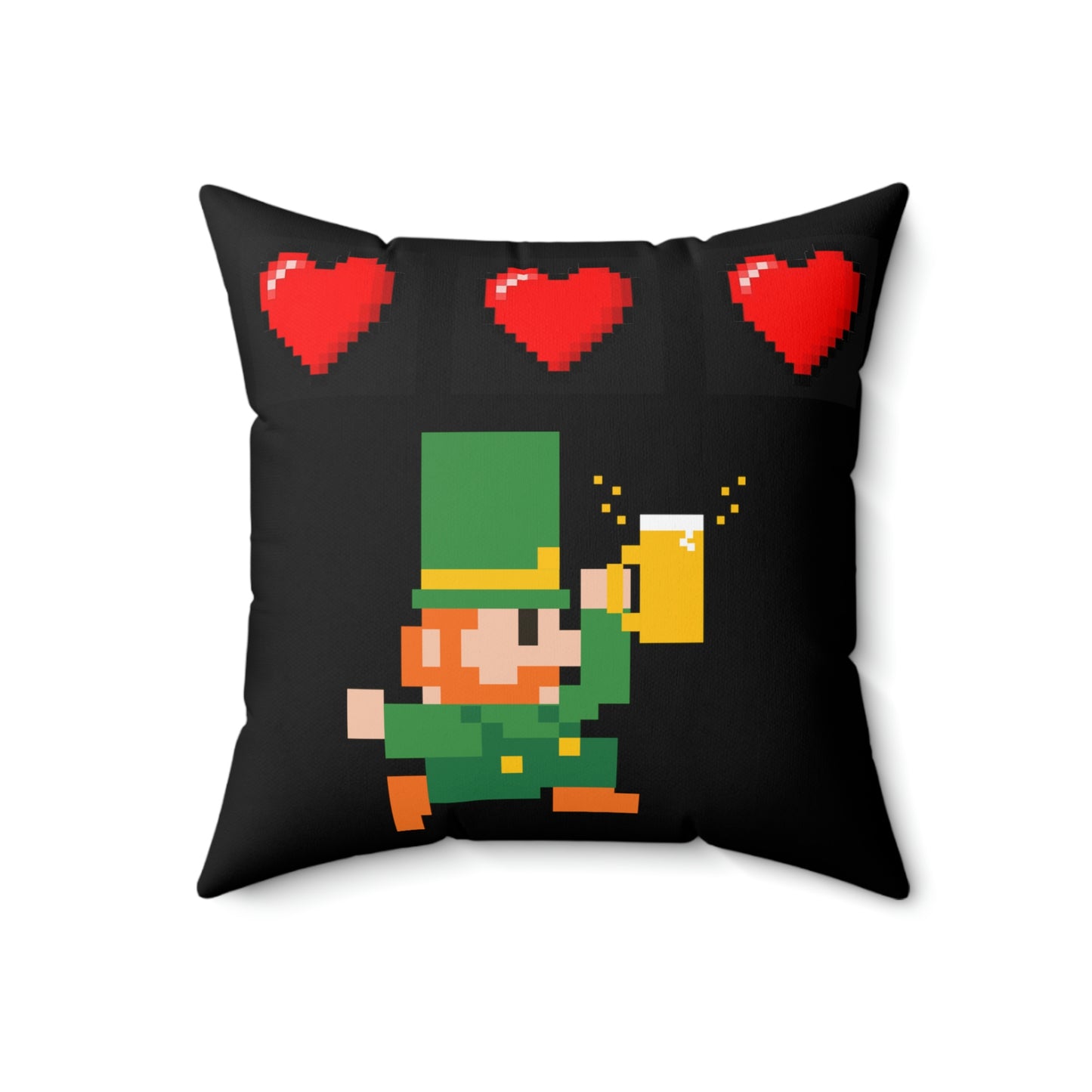 Leprechaun 8 Bit Style Spun Polyester Square Pillow