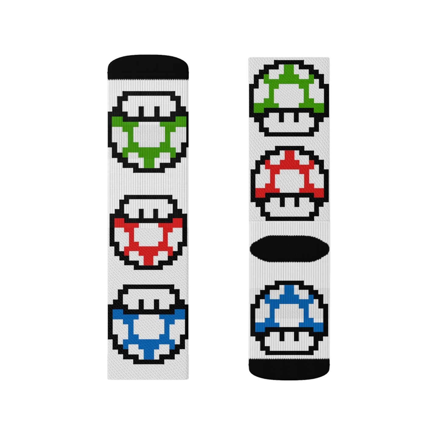Mushroom Video Game Style Background Sublimation Socks