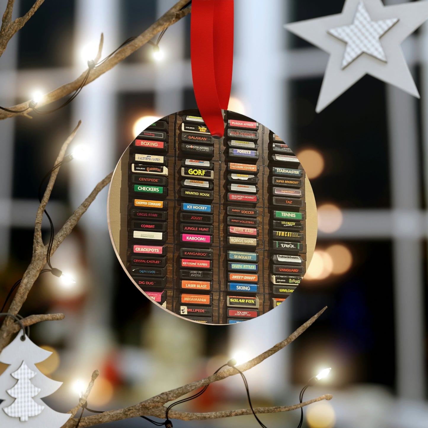 Atari Games Collection Wooden Christmas Ornaments