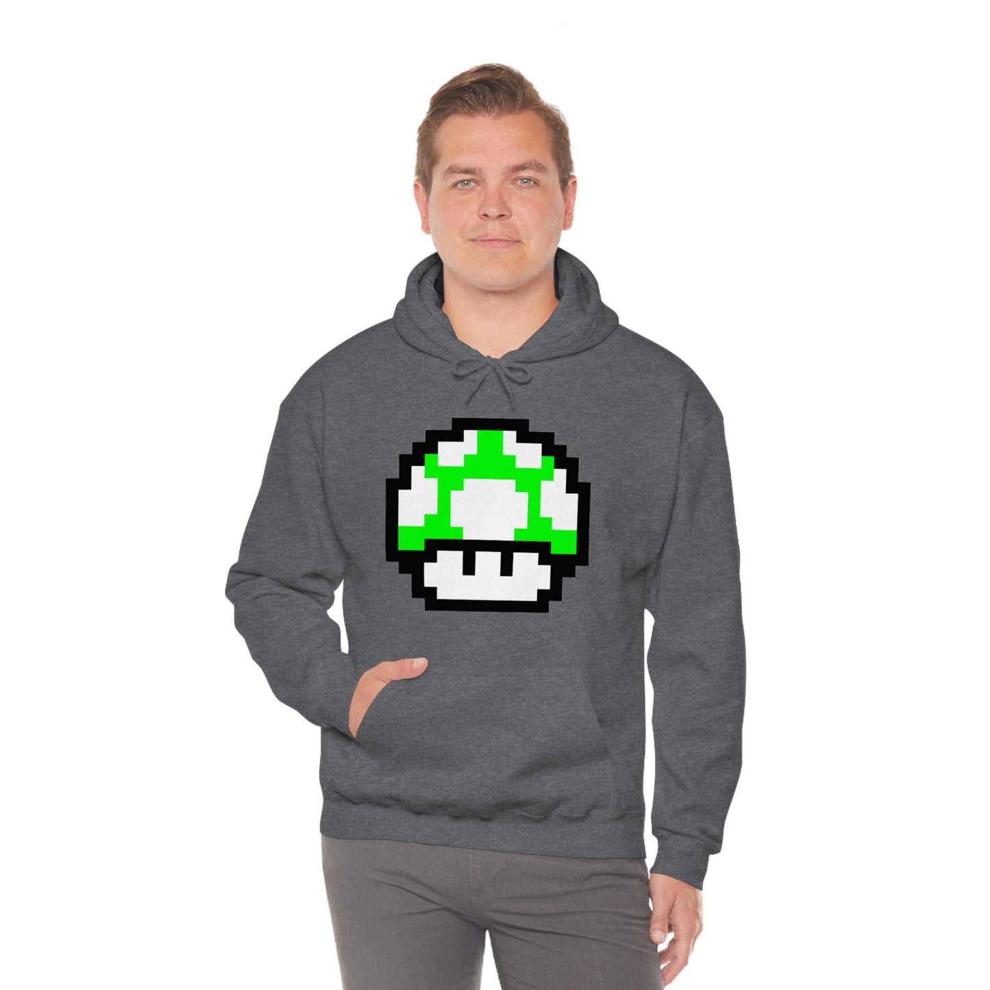Mushroom 1UP 8 Bit Retro Style Unisex Hooded Sweatshirt