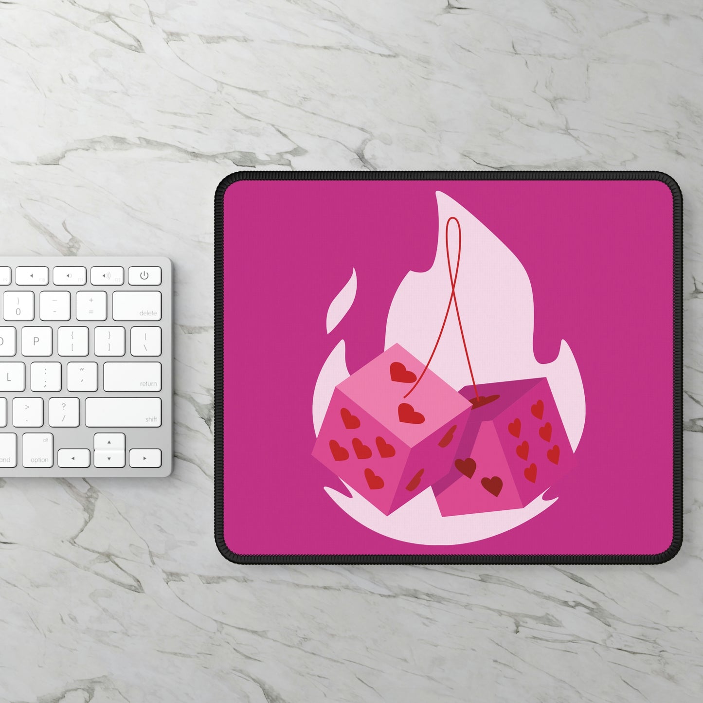Pink Dice Gaming Mouse Pad