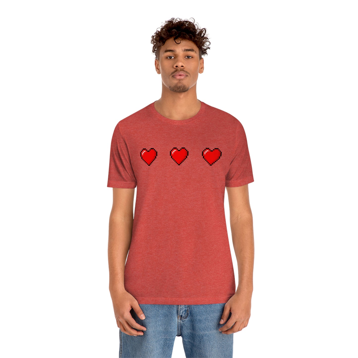 Hearts 8 Bit Style Unisex Jersey Short Sleeve Tee