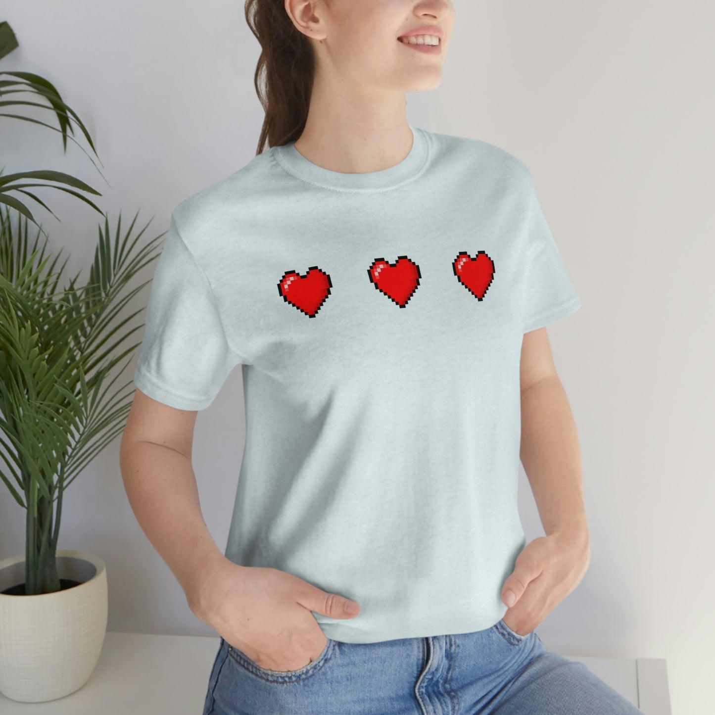 Hearts 8 Bit Style Unisex Jersey Short Sleeve Tee