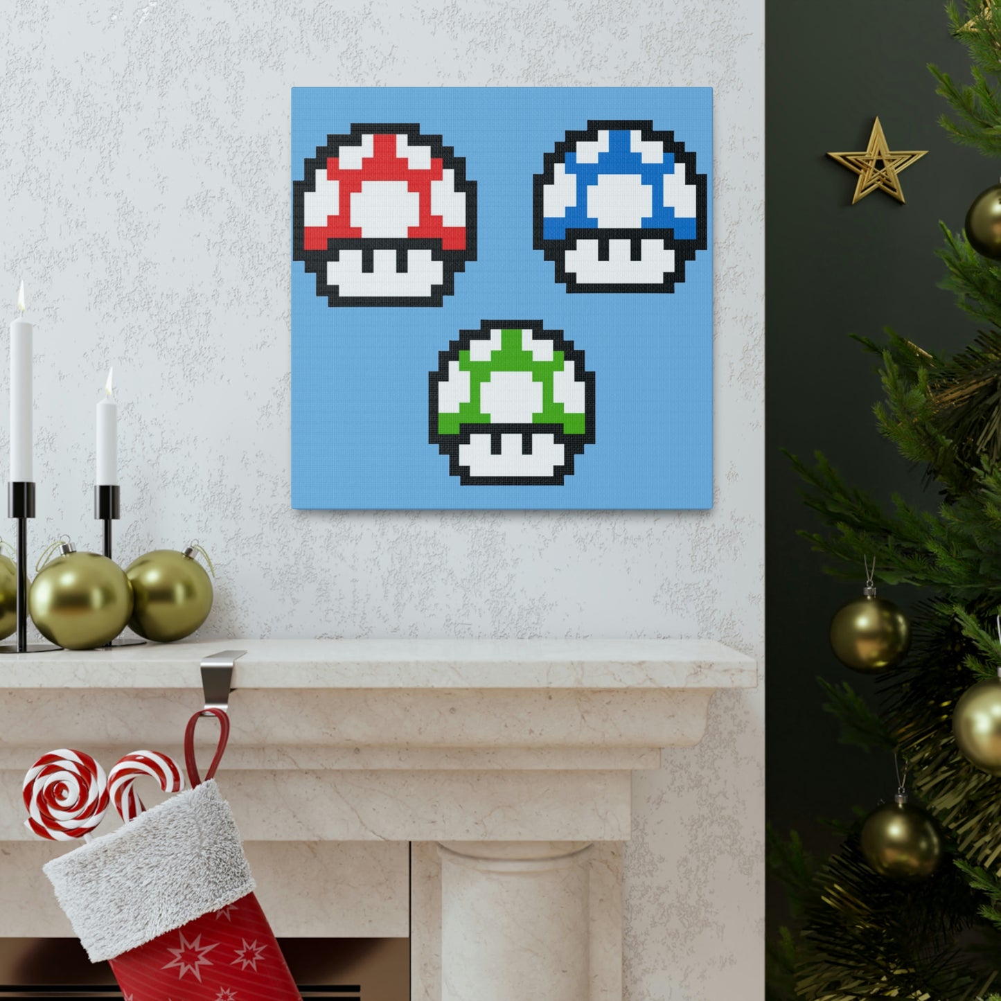 Mushroom 8 Bit Style Canvas Gallery Wraps