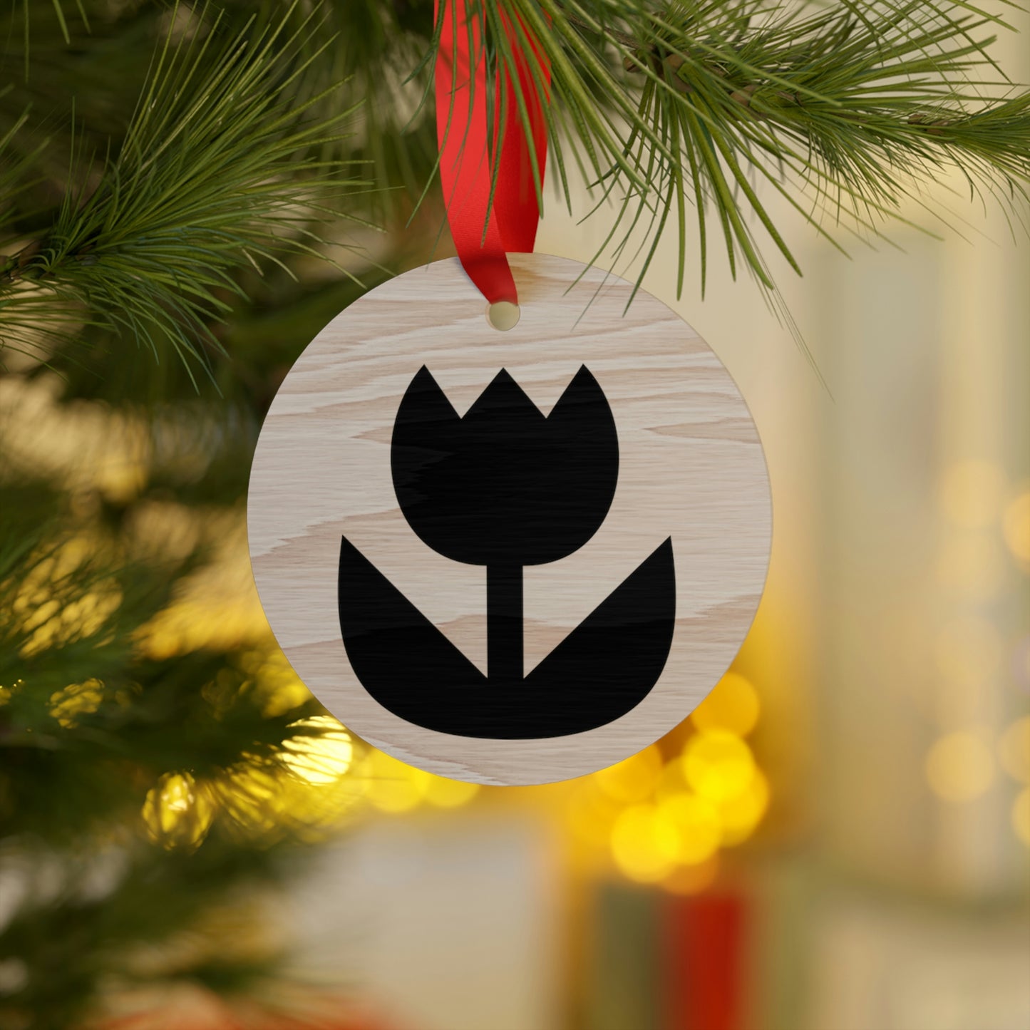 Video Game Retro Style Flower Wooden Christmas Ornaments