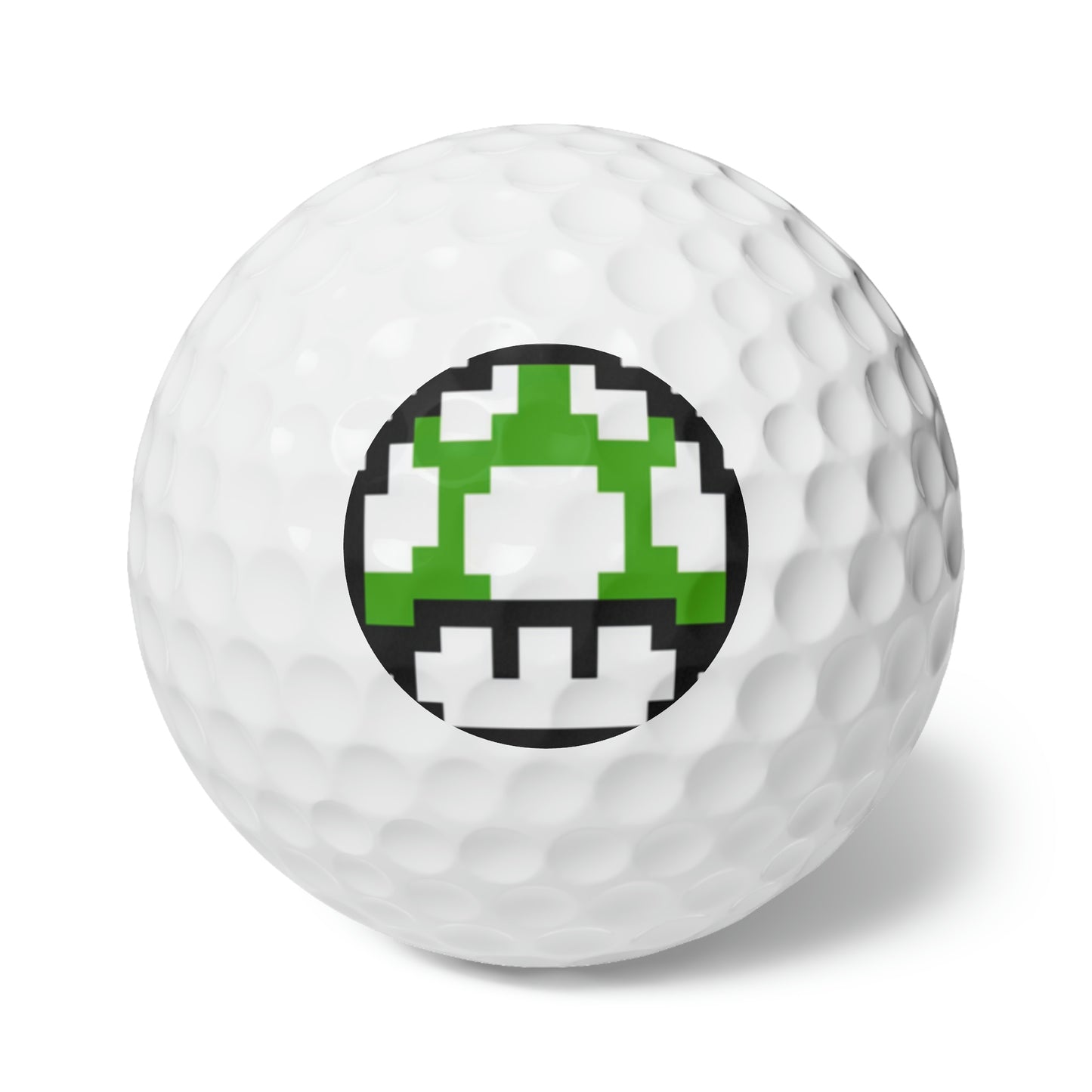 Green Mushroom 8 Bit Style Golf Balls, 6pcs