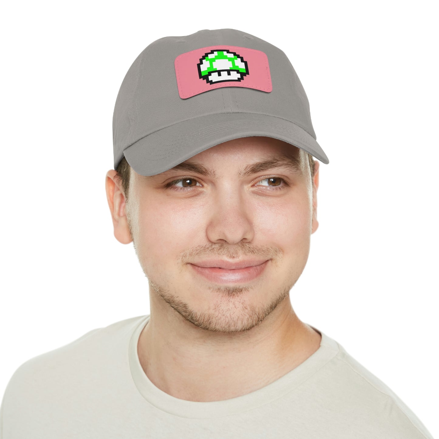 Mushroom 1 UP 8 Bit Style Dad Hat with Leather Patch