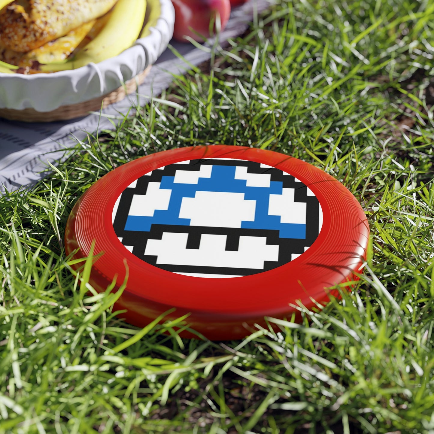 Blue 8 Bit Style Mushroom Wham-O Frisbee