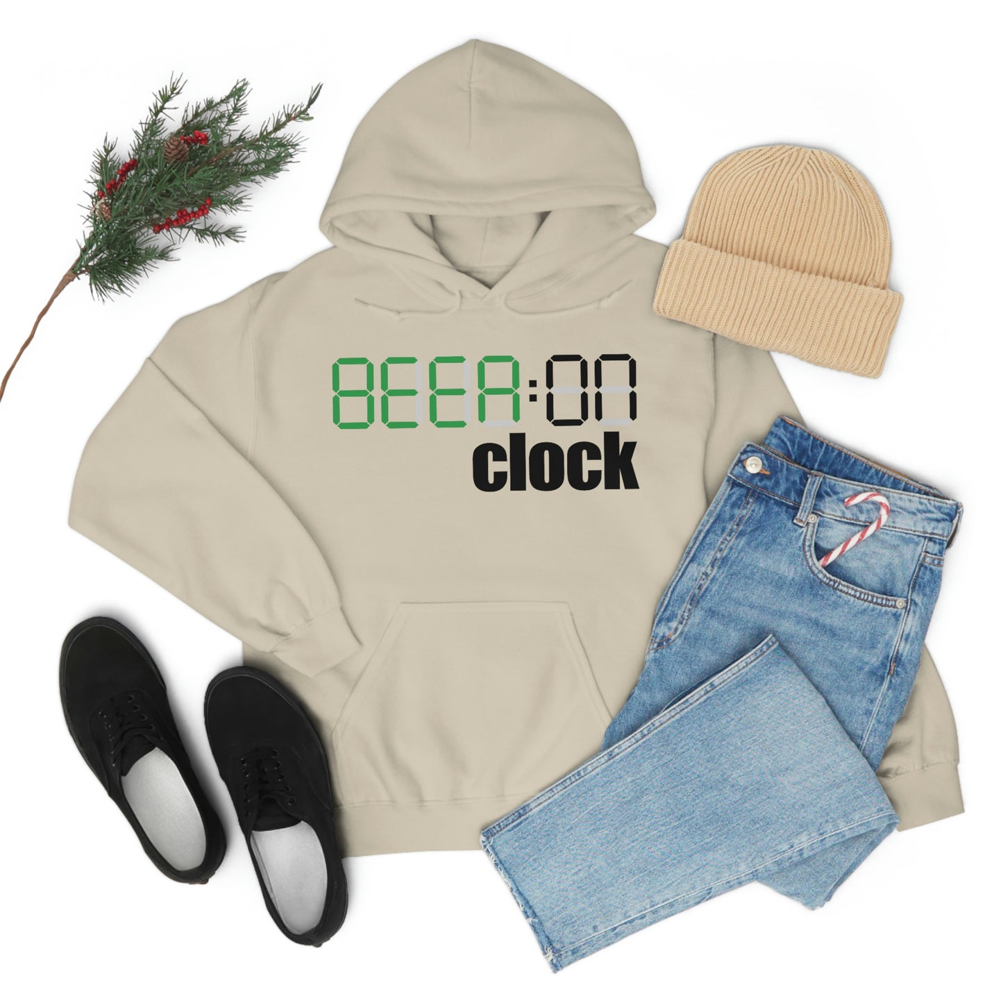 Beer on Clock Unisex Hooded Sweatshirt