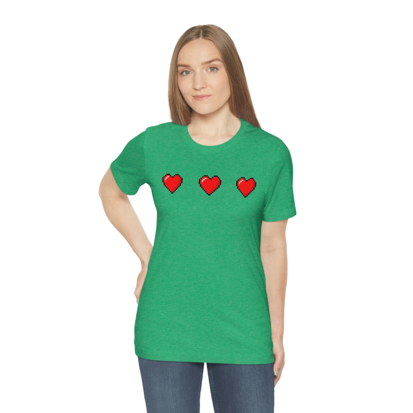 Hearts 8 Bit Style Unisex Jersey Short Sleeve Tee