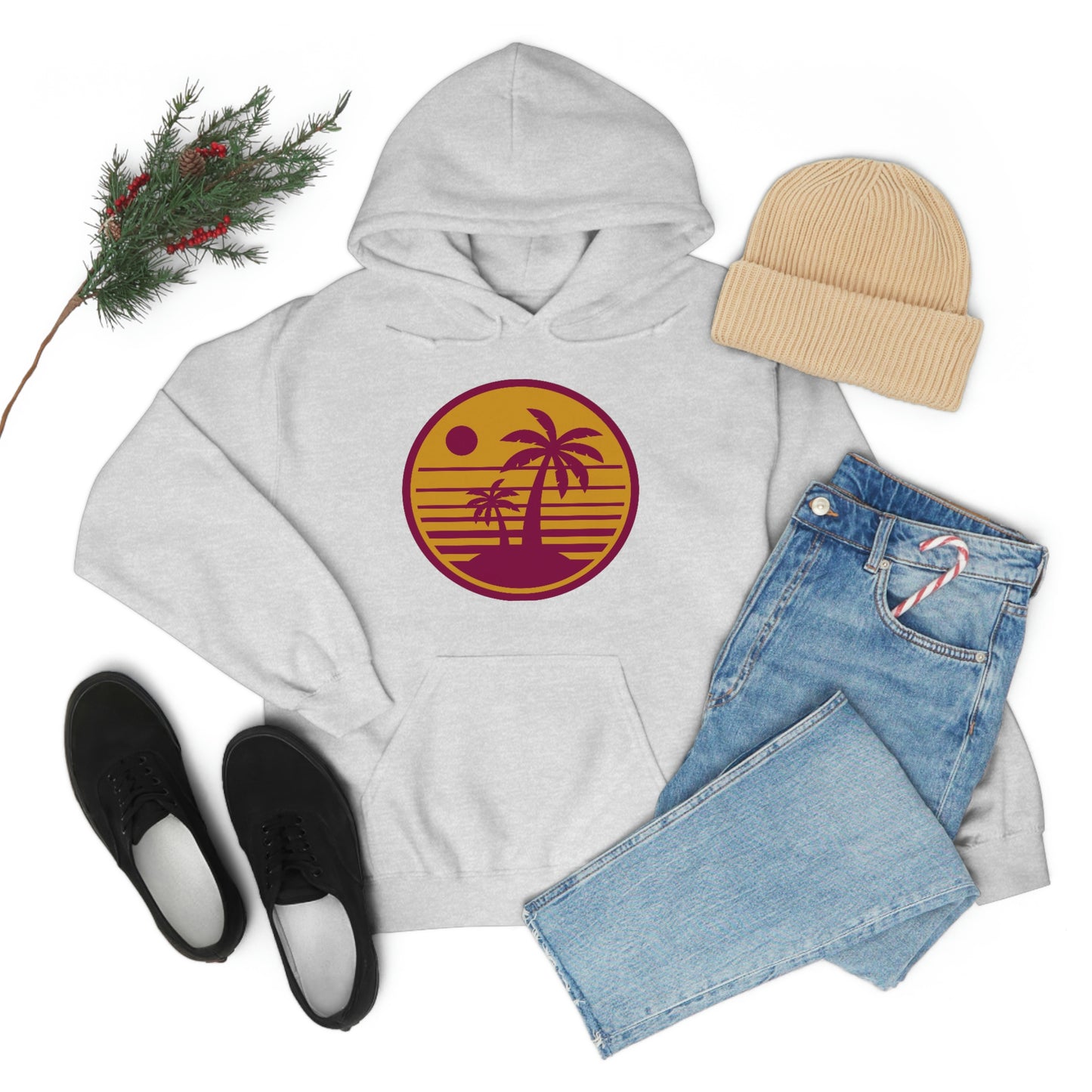 Retro Sunset Beach Unisex Hooded Sweatshirt