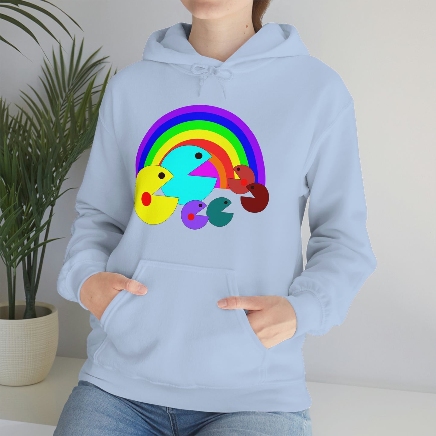 Pac Man Style Ranbow Unisex Hooded Sweatshirt
