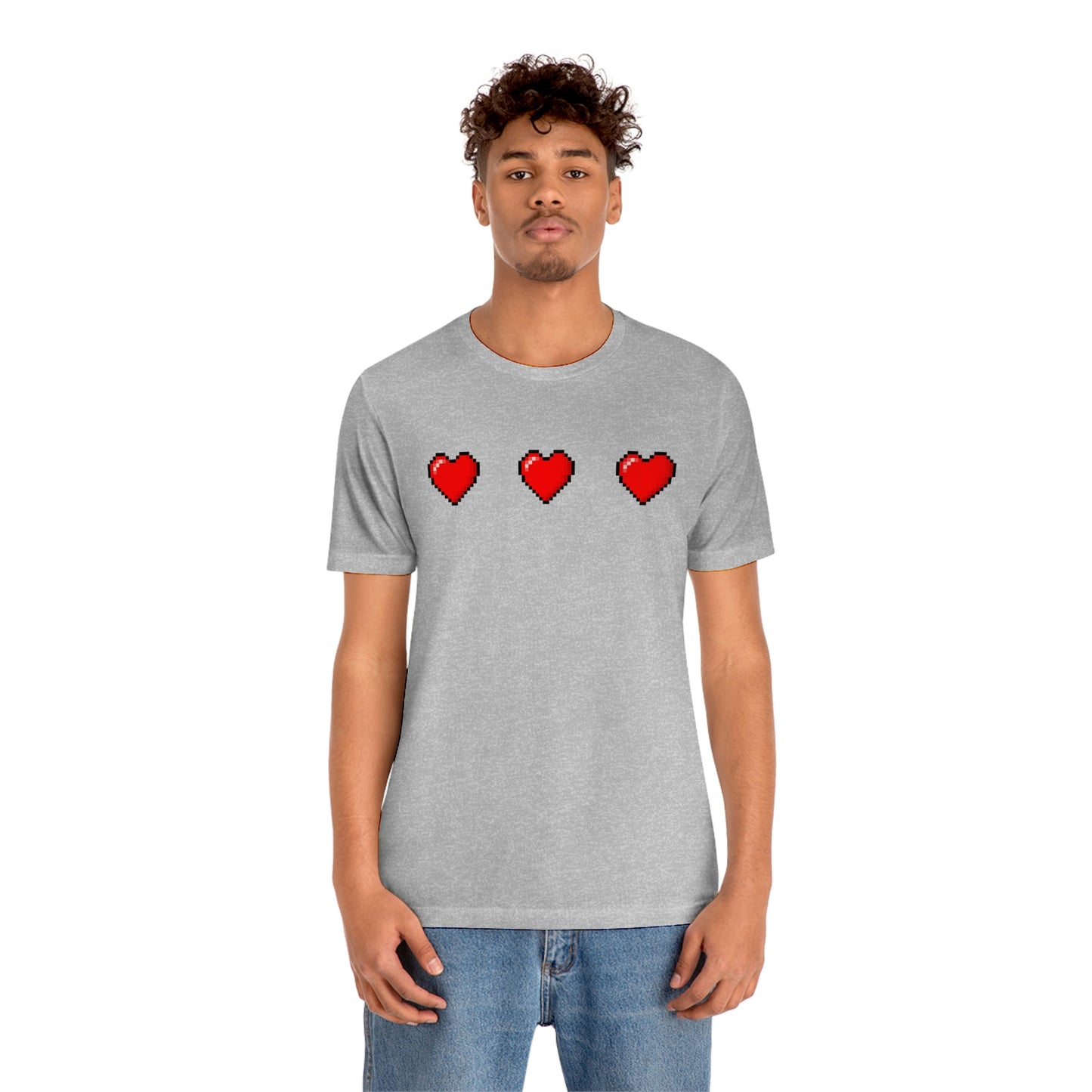 Hearts 8 Bit Style Unisex Jersey Short Sleeve Tee