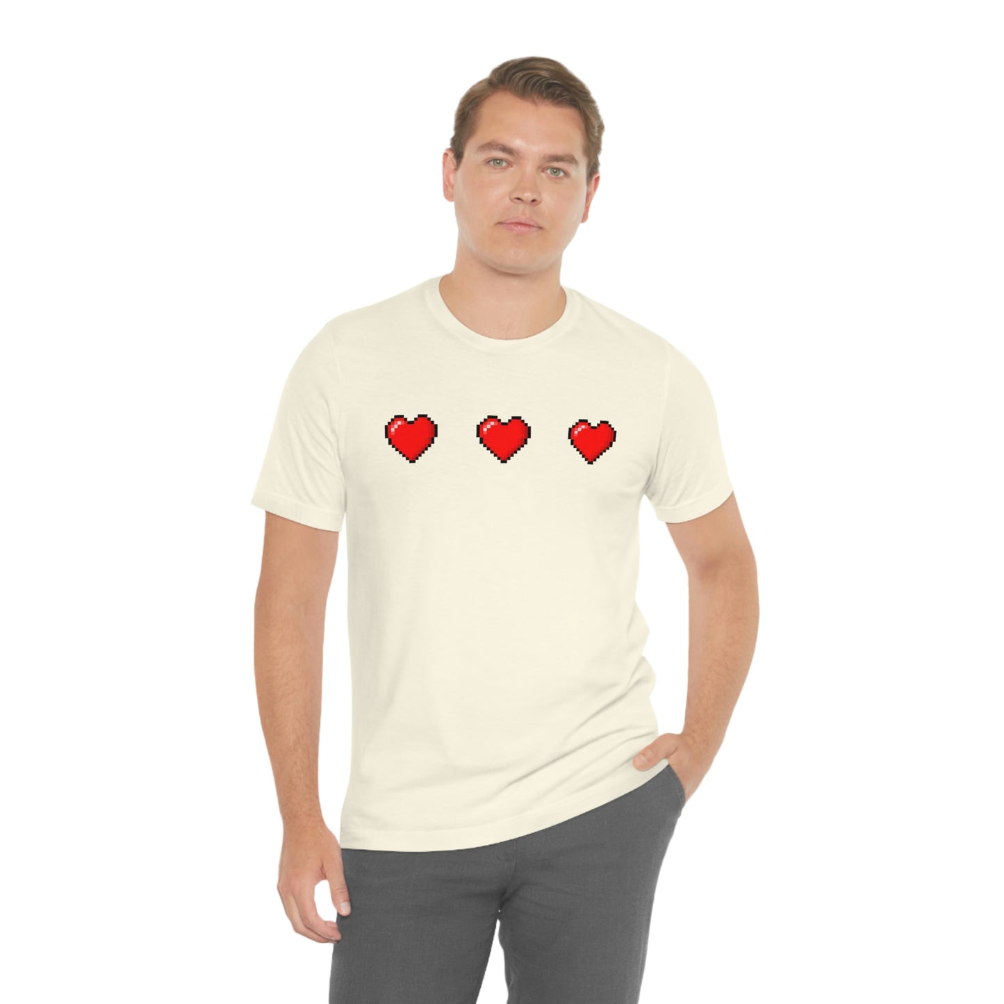 Hearts 8 Bit Style Unisex Jersey Short Sleeve Tee