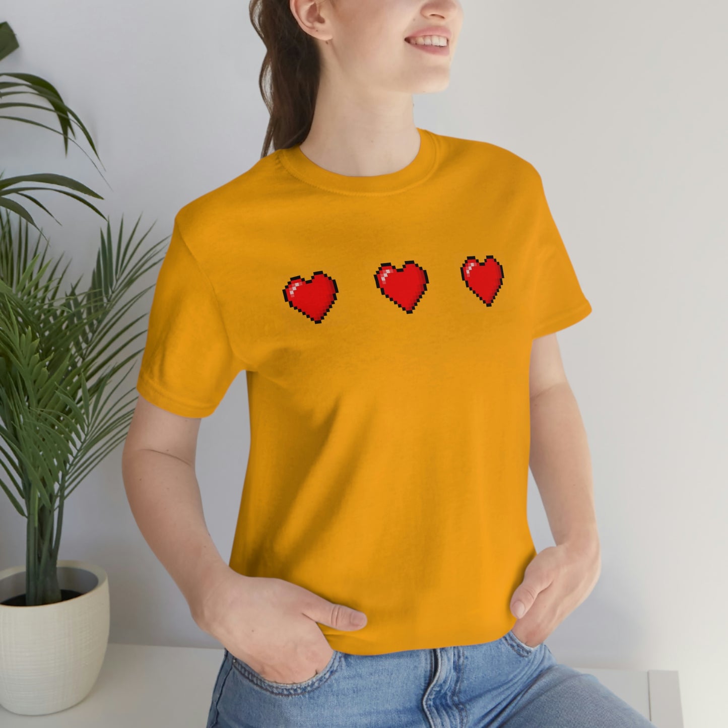 Hearts 8 Bit Style Unisex Jersey Short Sleeve Tee