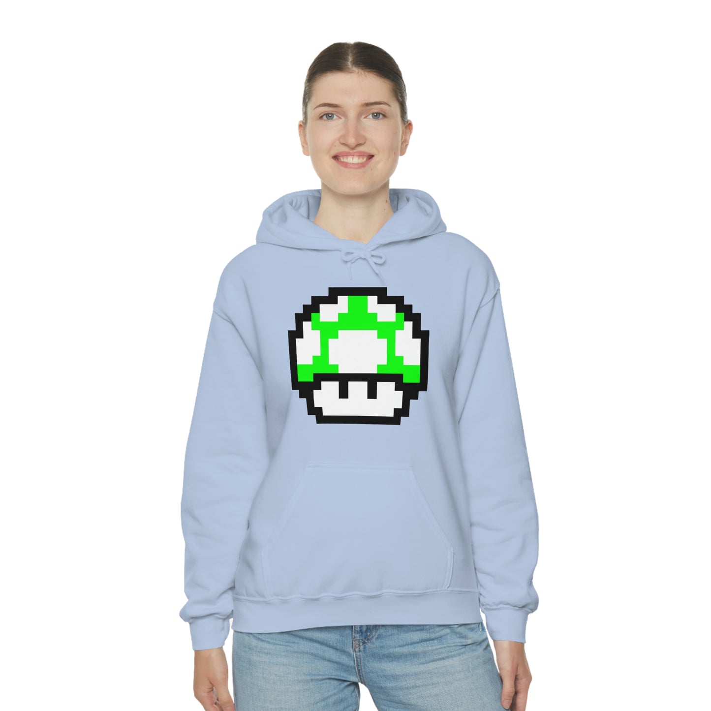Mushroom 1UP 8 Bit Retro Style Unisex Hooded Sweatshirt