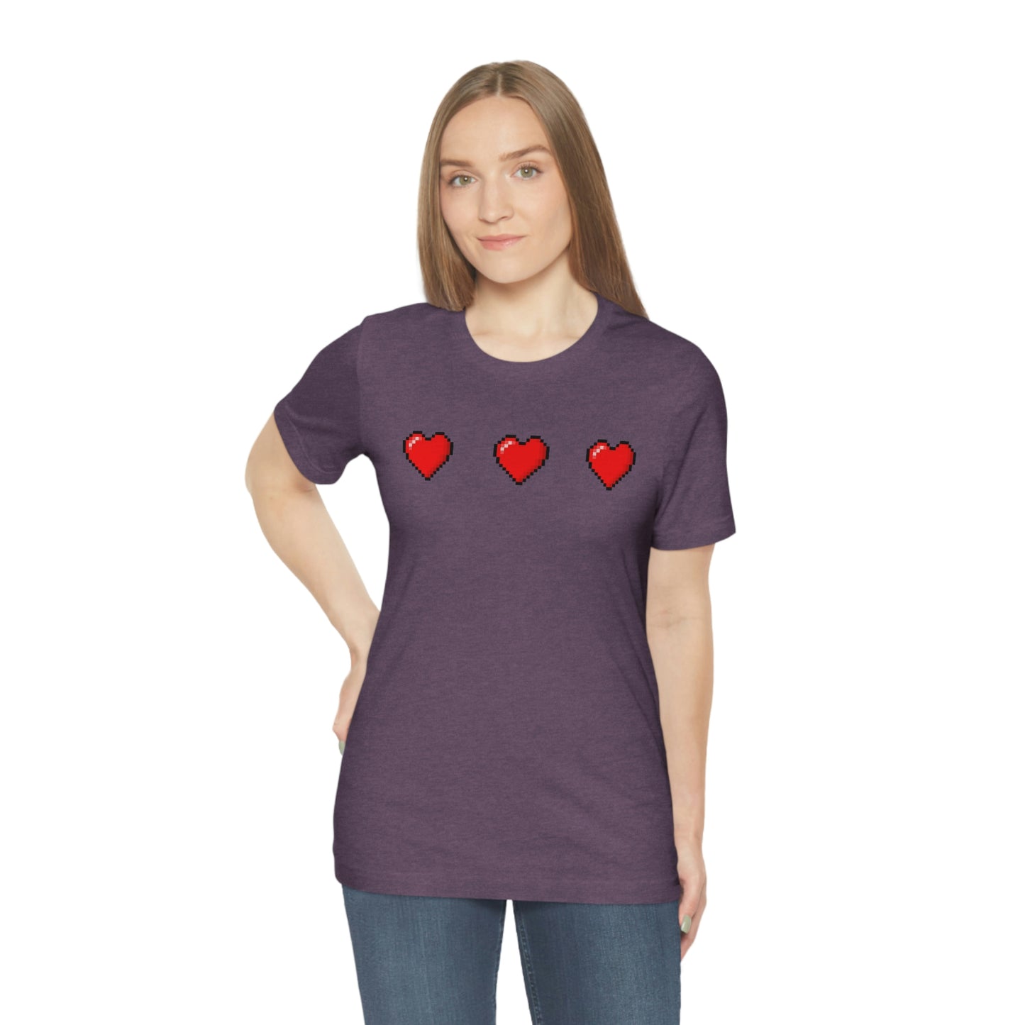 Hearts 8 Bit Style Unisex Jersey Short Sleeve Tee