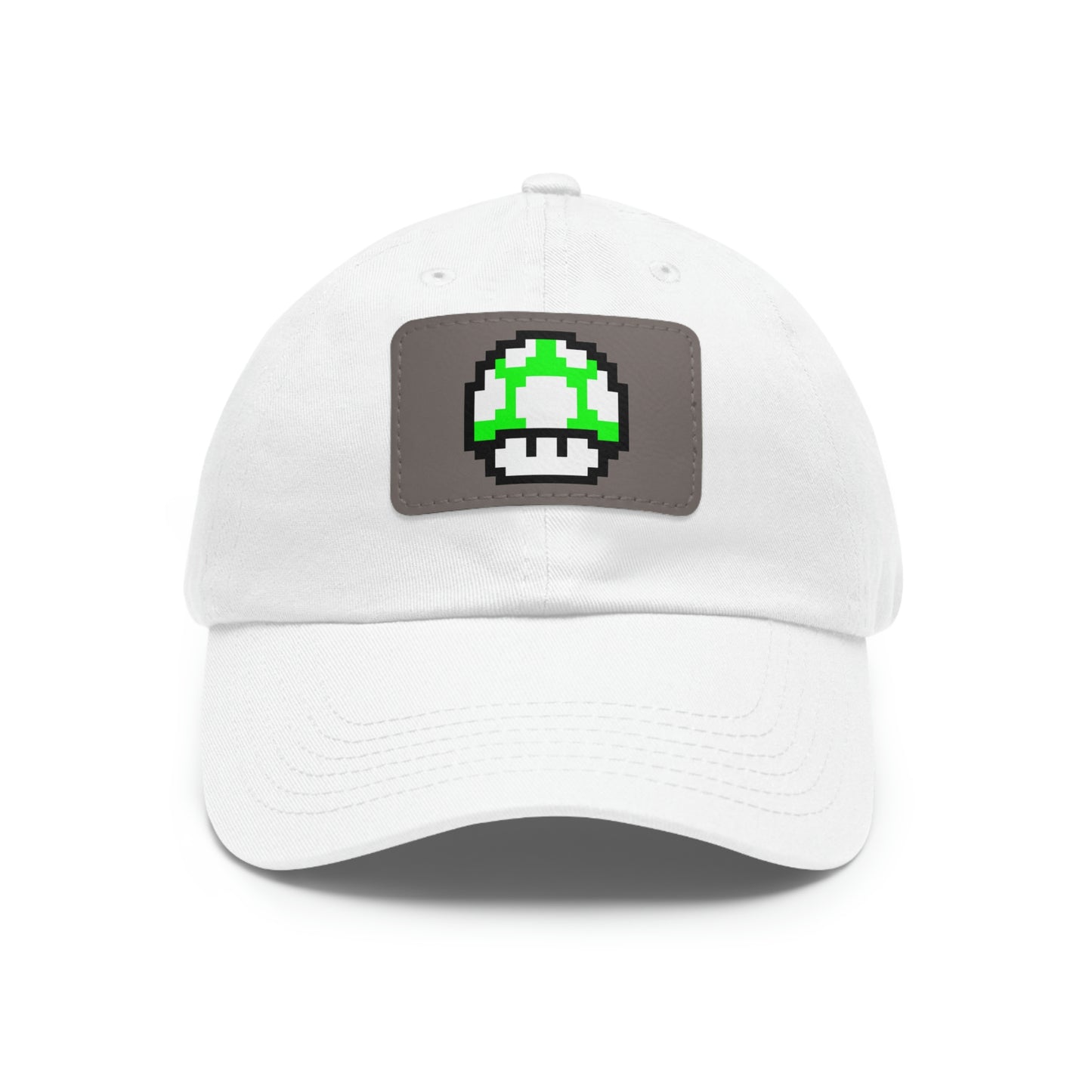 Mushroom 1 UP 8 Bit Style Dad Hat with Leather Patch