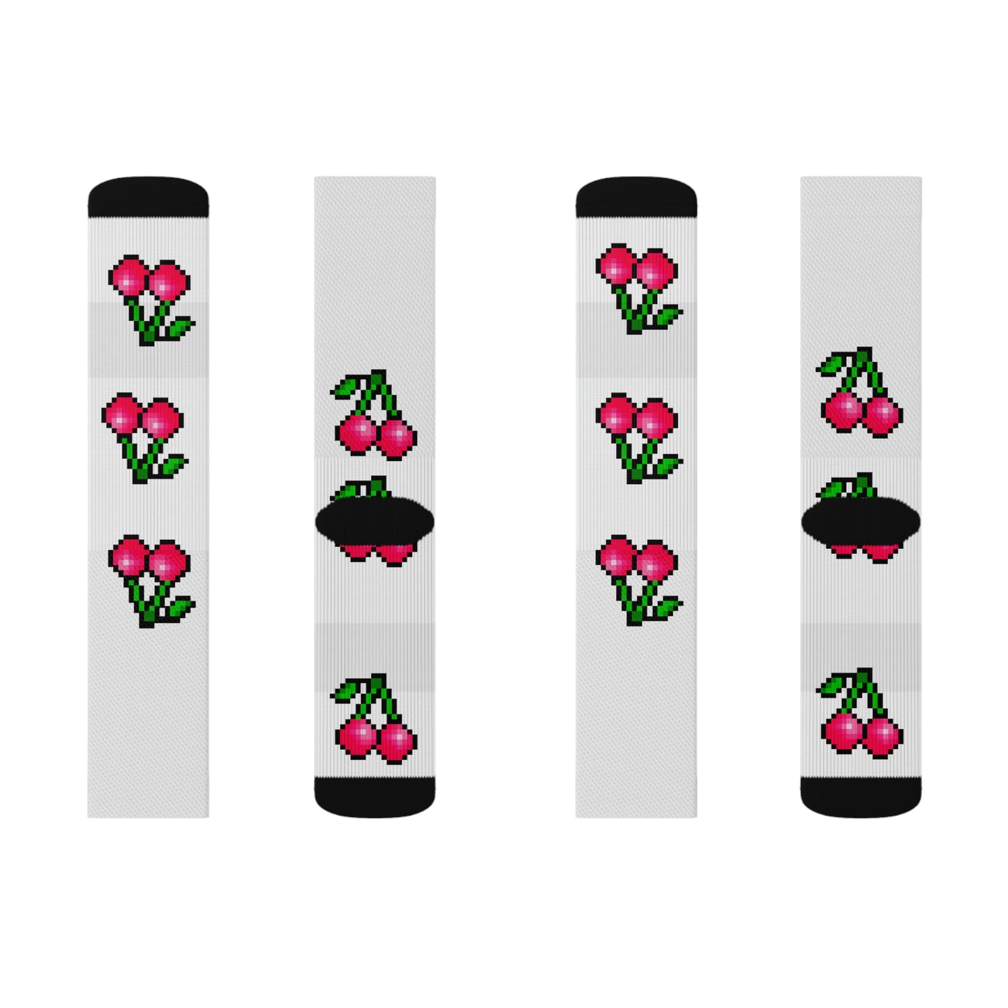 Retro 8 Bit Cherries Style Background Sublimation Socks